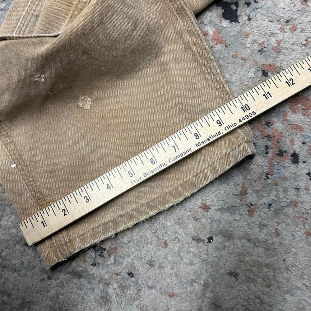 Carhartt Pants Mens 38x30 Tan Double Knee Workwear B136 BRN Carpenter Distressed - Picture 7 of 8